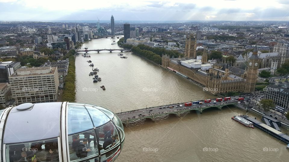Big Ben and Palace of Westminster seen from London Eye, London