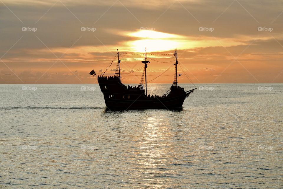 Ship at sunset cruise 