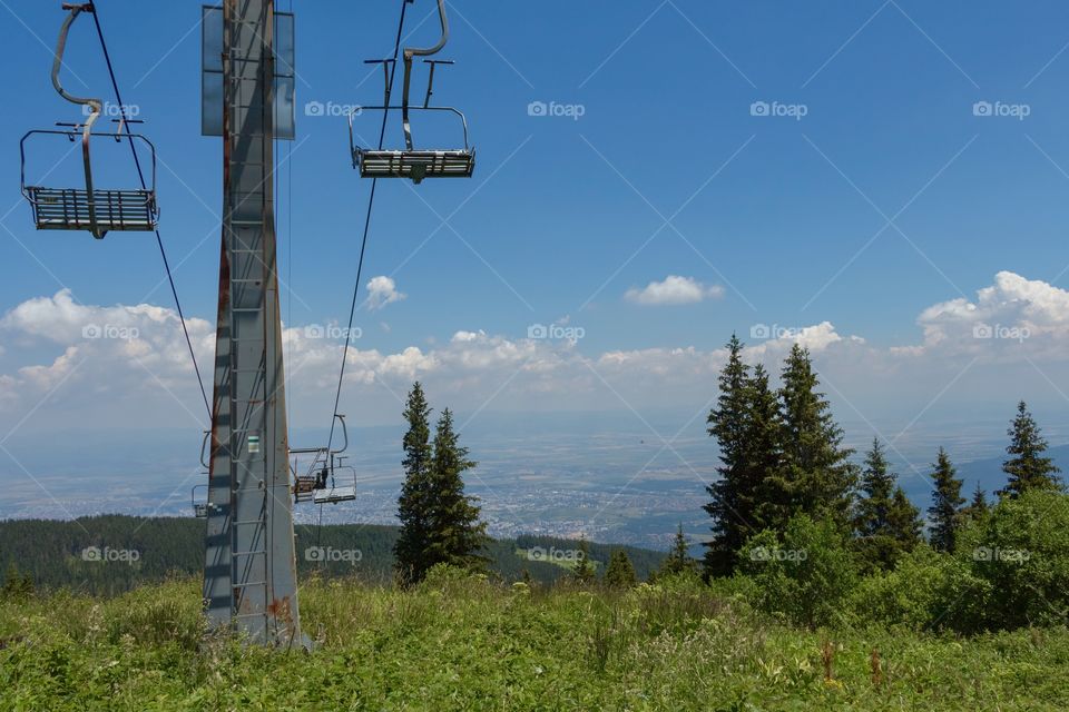 Chair lift on Vitosha Mountain, Bulgaria, Europe