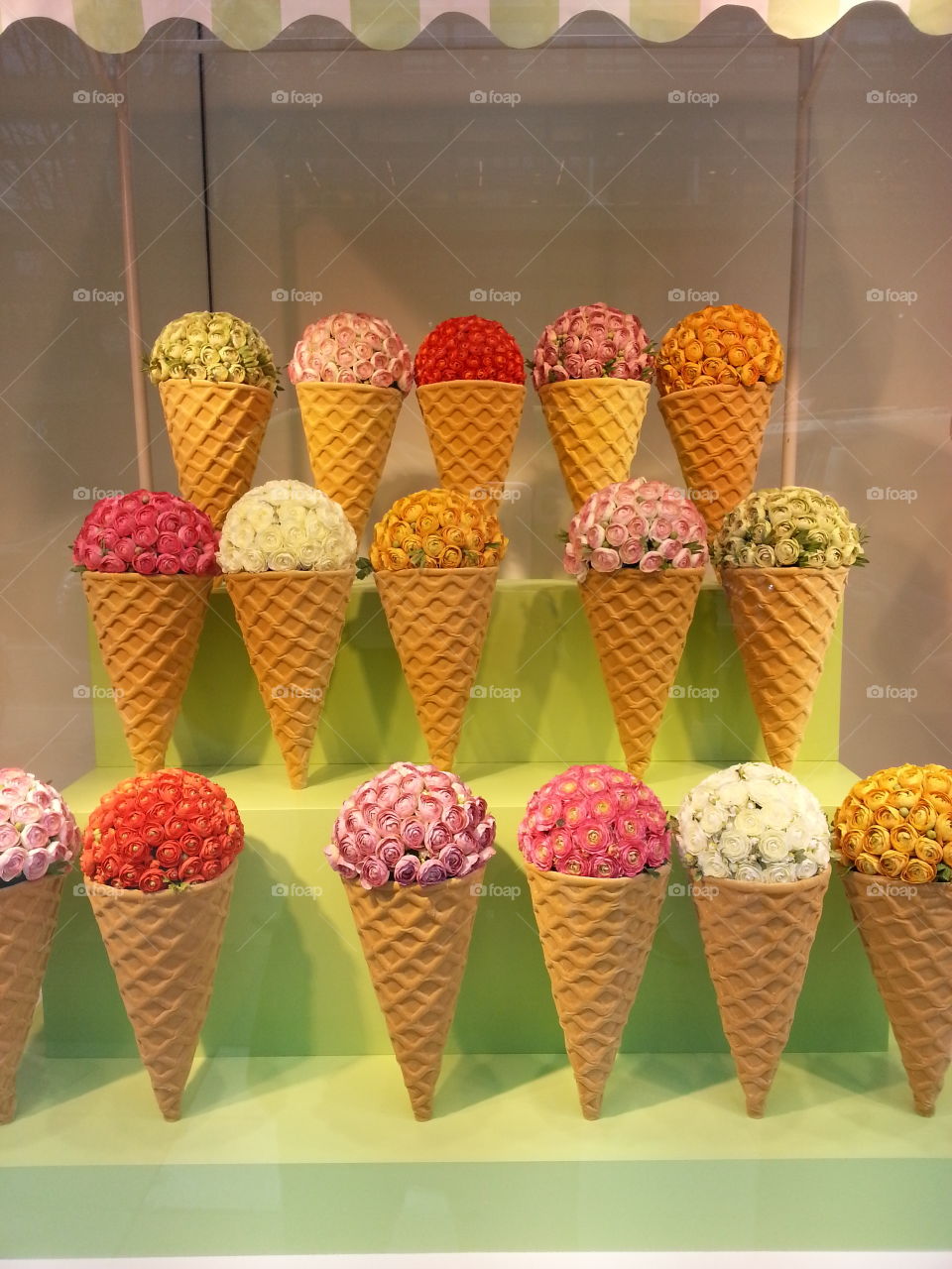 Flower Icecream. The photo was taken with my mobile camera in Stockholm. It was kept as advertised decoration at biggest shopping mall NK, Stockholm to attract customers.