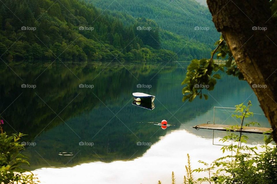 High angle view of boat on lake