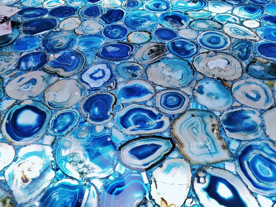 Abstract pattern of semi precious stone blue agate