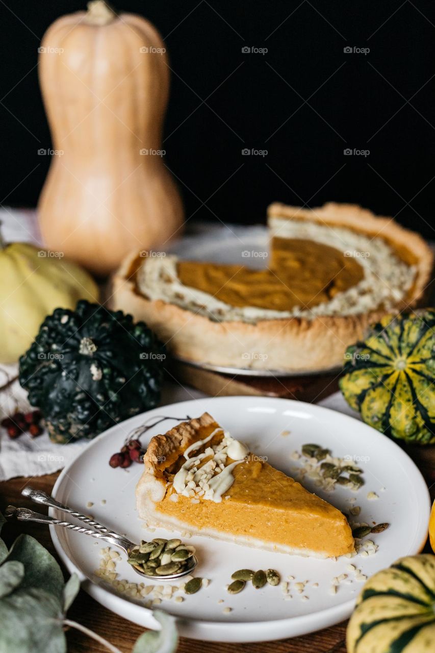 Pumpkin season. Pumpkin pie homemade.