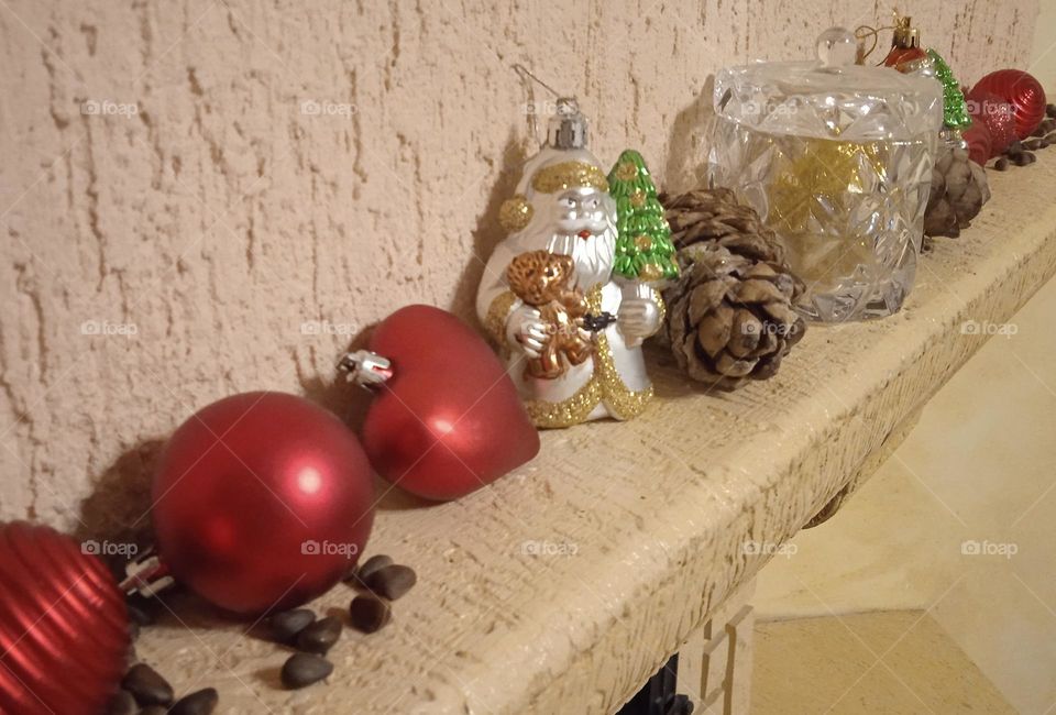 Маntelpiece decorated for the New Year holidays