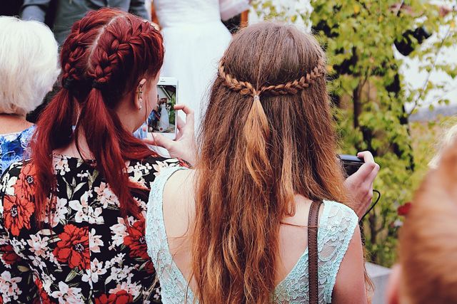 Girls wearing braids 