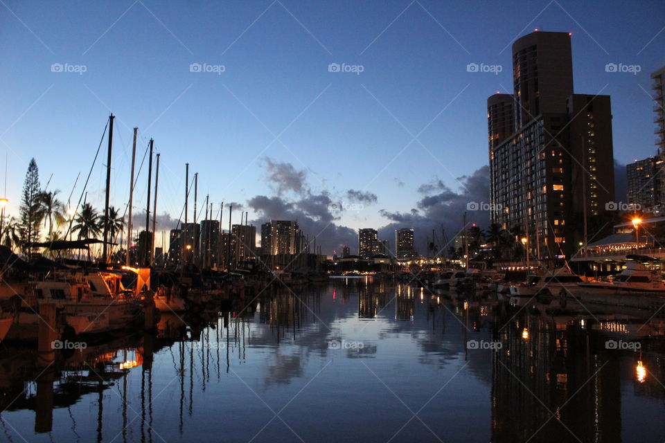 Honolulu Harbor at Night