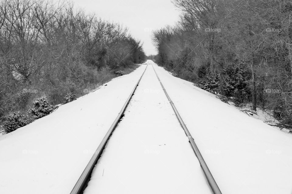 Snowy railroad tracks