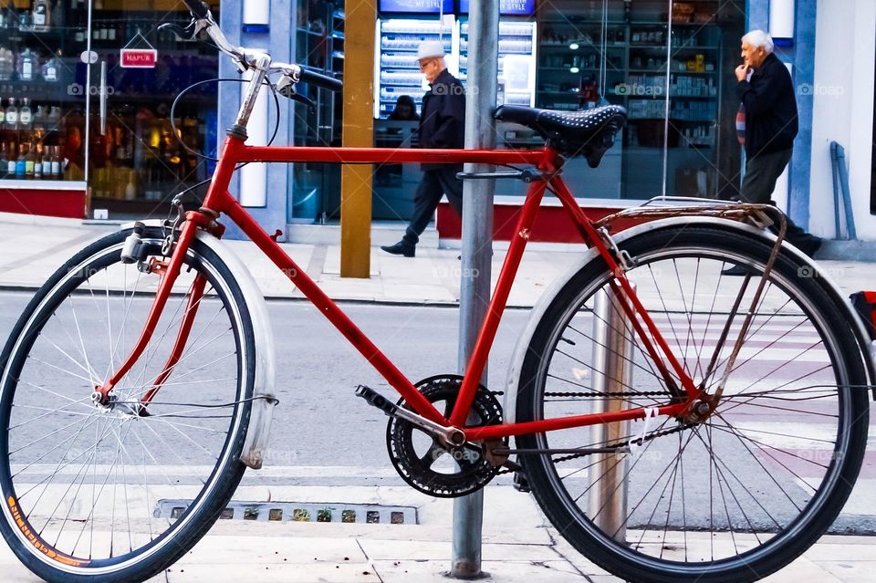 Red older bicycle