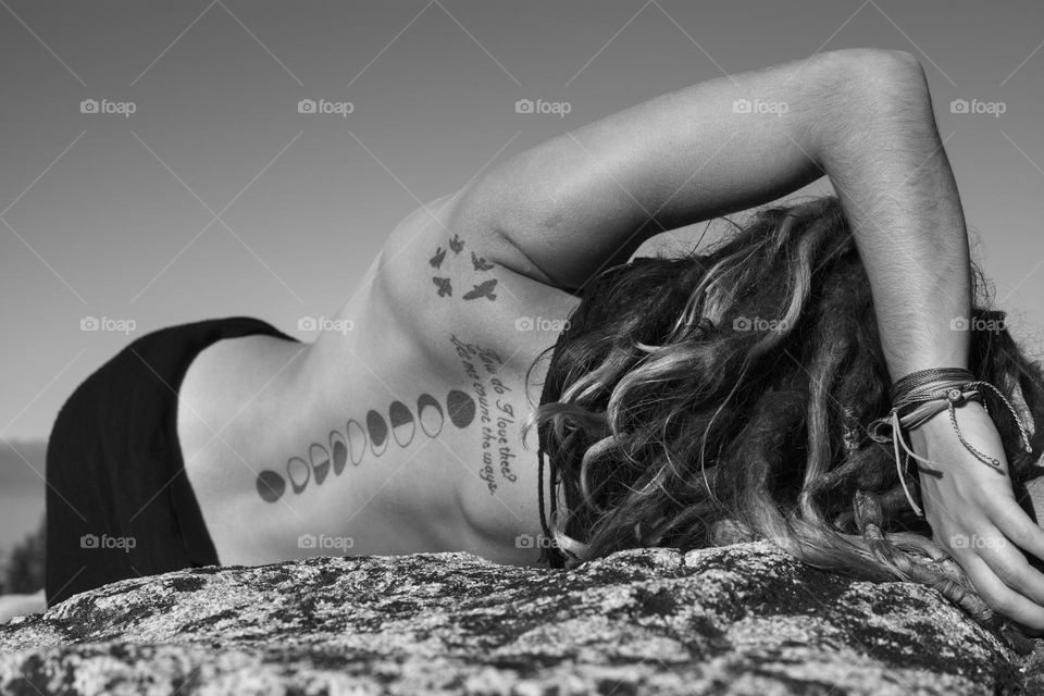 Black and white body portrait 