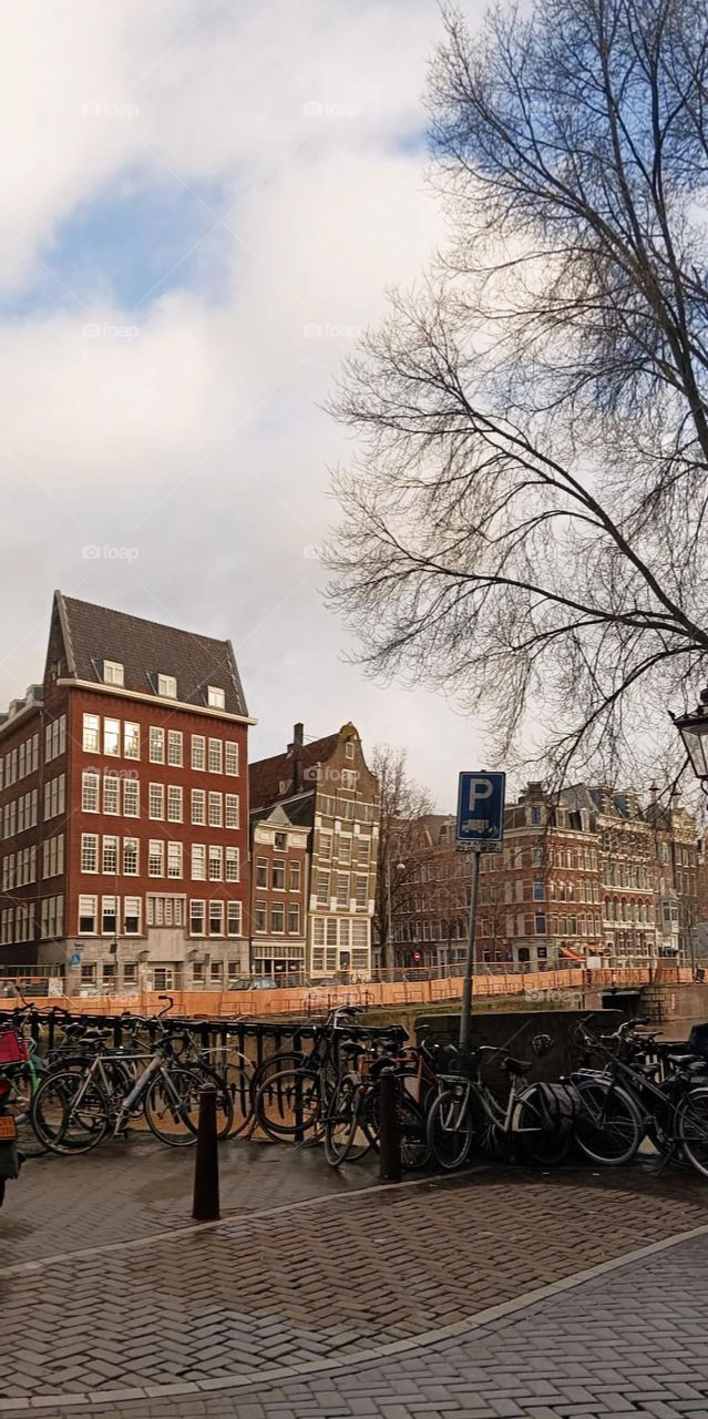 Dutch atmosphere of old houses of different shapes and sizes