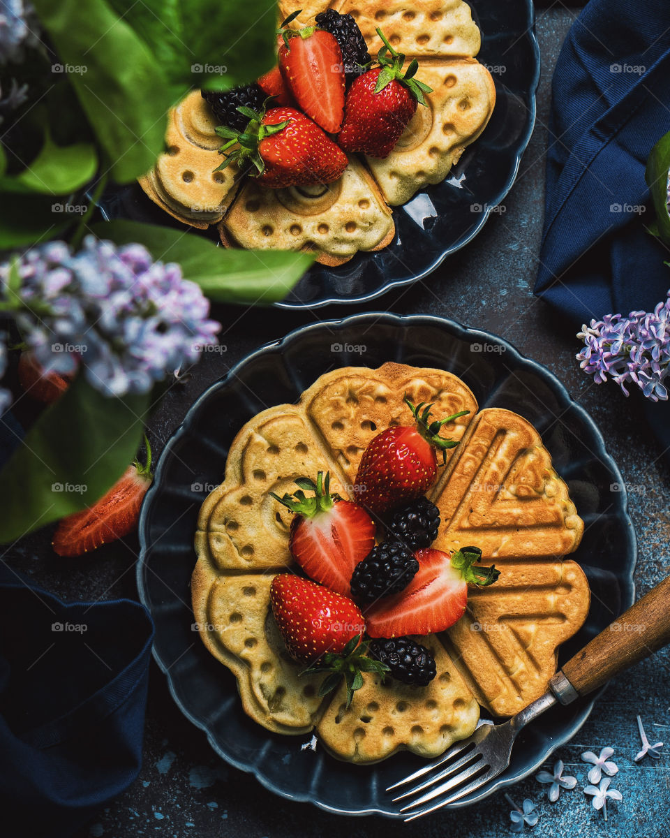 Waffles with berries