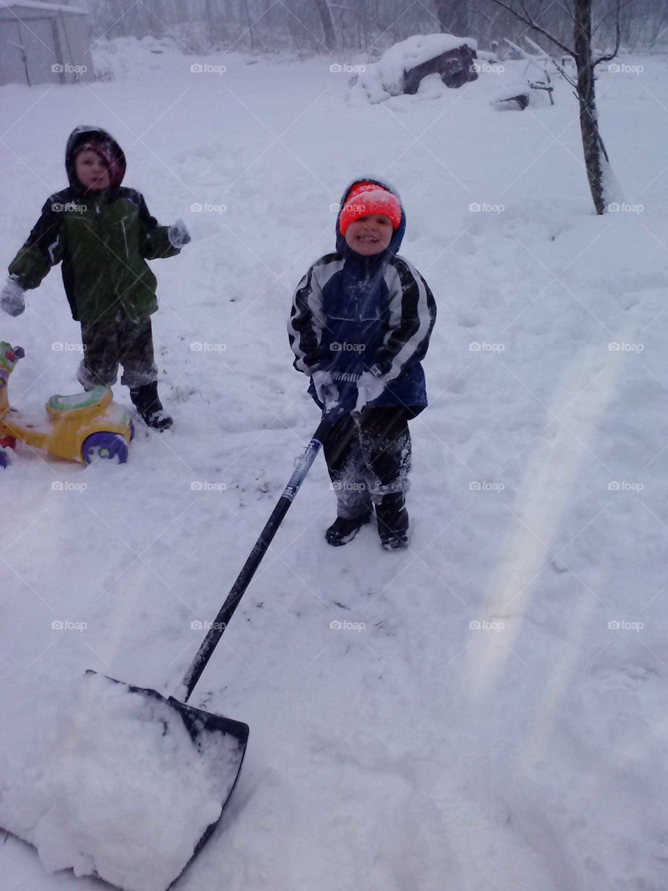 two boys and snow