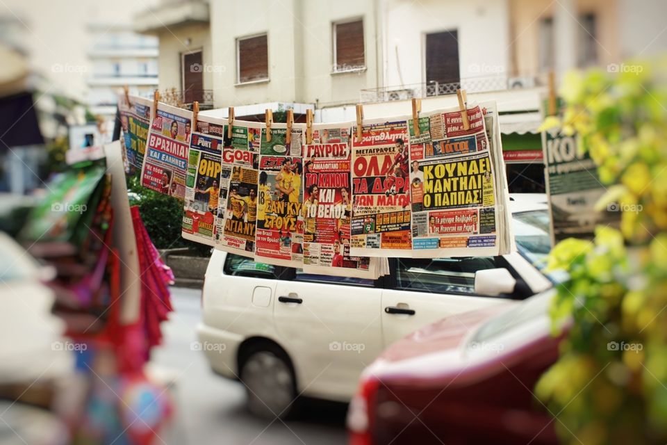 Newspapers for sale in Athens, Greece 