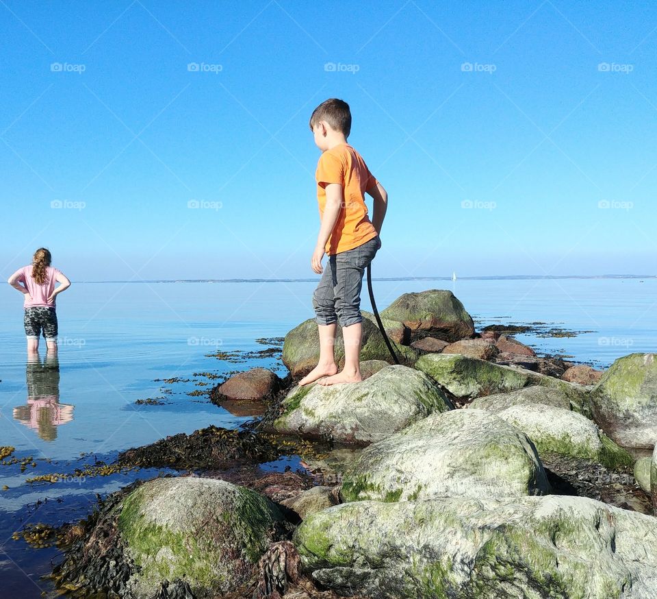 kinder Wasser see strand steine