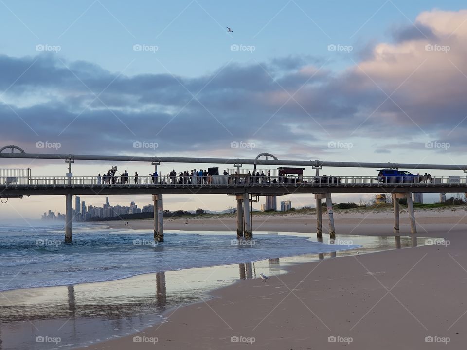 Hustle and bustle on the seaway jetty Gold Coast at Dawn