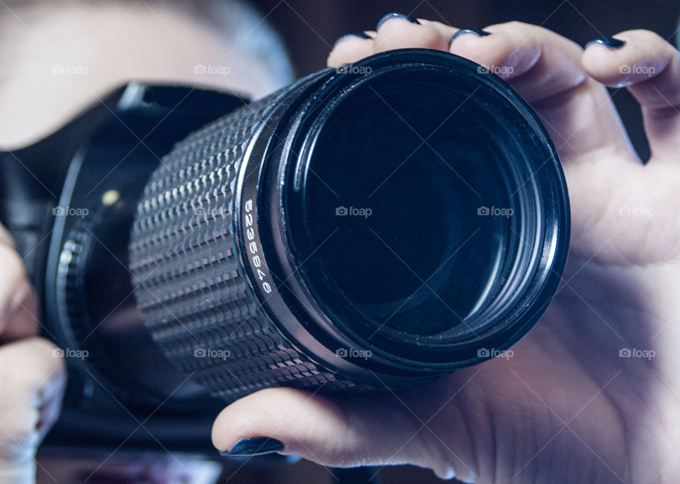 Camera in the hands of a photographer