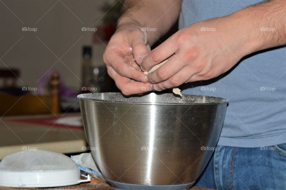 Close-up of a person preparing food