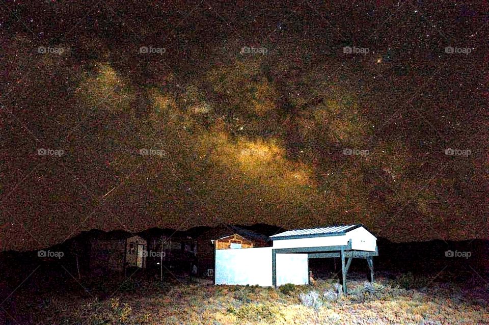 Milky way over an observatory