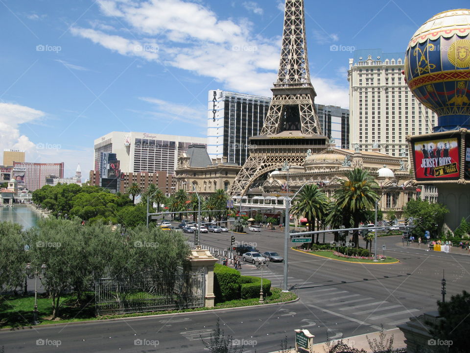 Vegas strip. a look down the strip