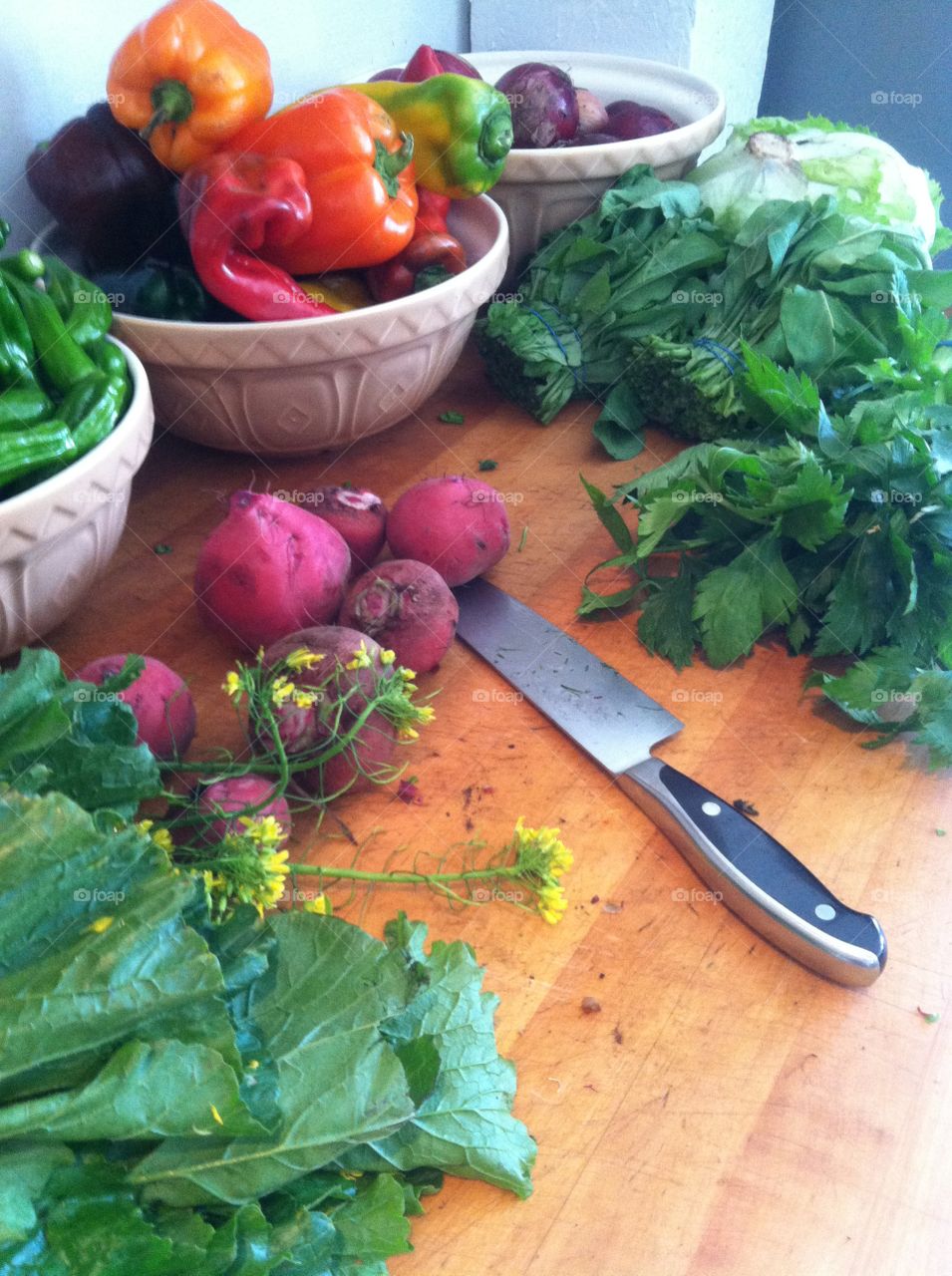Vegetables on cutting board 