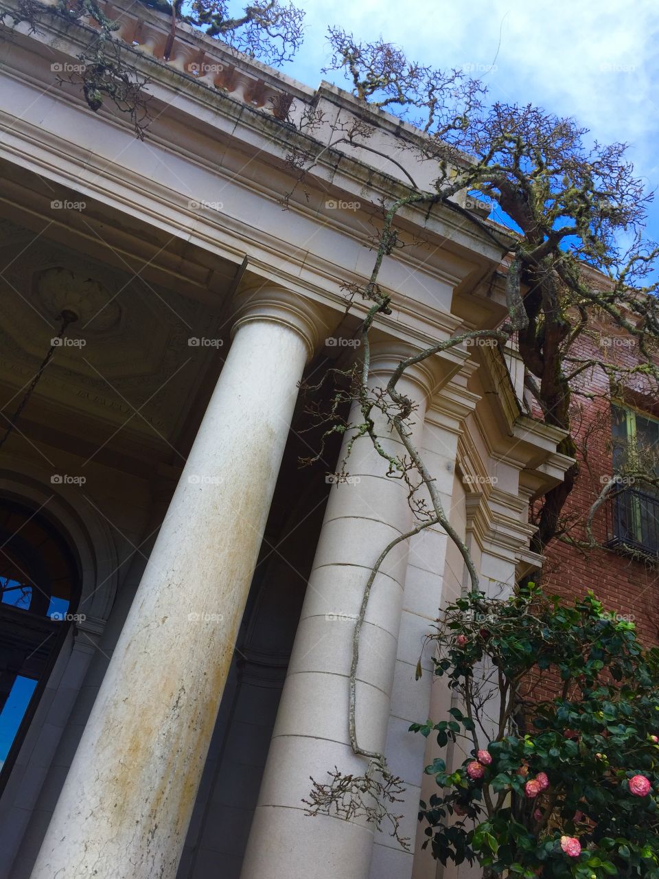 Front entry column at Filoli House and Gardens in Woodside, California.