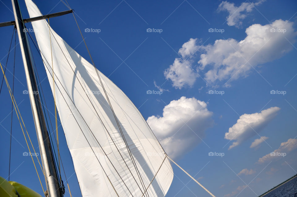 Voyage on white sail yacht