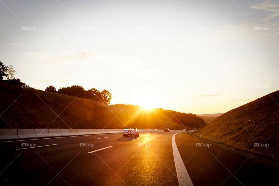 Highway at sunset 