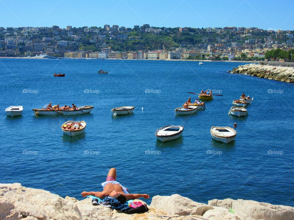 The sea of Naples at Borgo Marinaro.