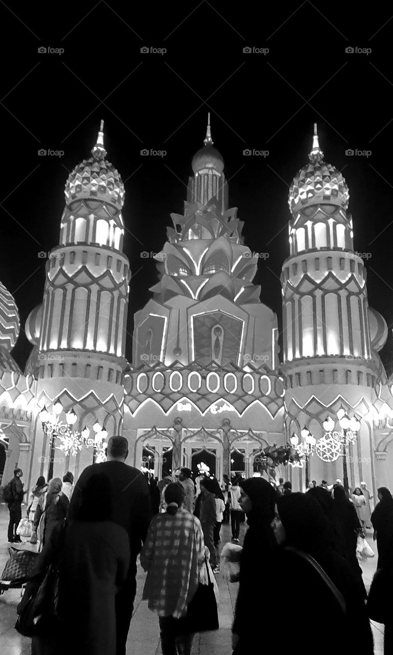 Global village in black and white