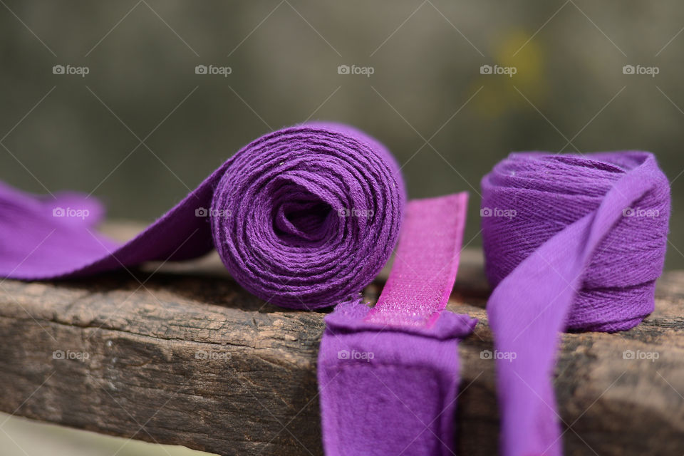 Close up of bandage on wood