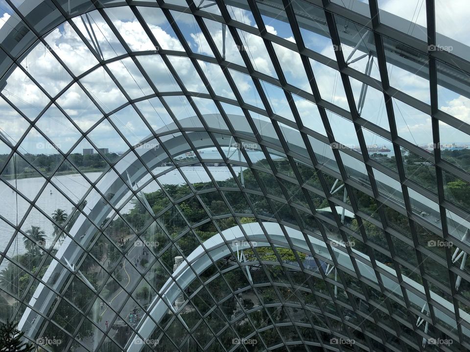 Modern Curved ceiling in glass and metal structure 