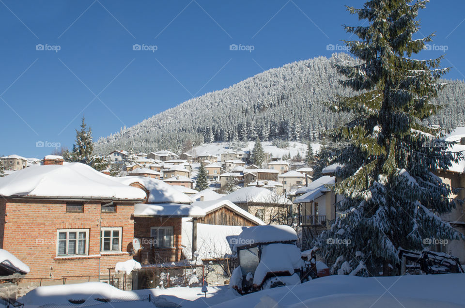 Winter landscape, Ravnogor Village, Bulgaria