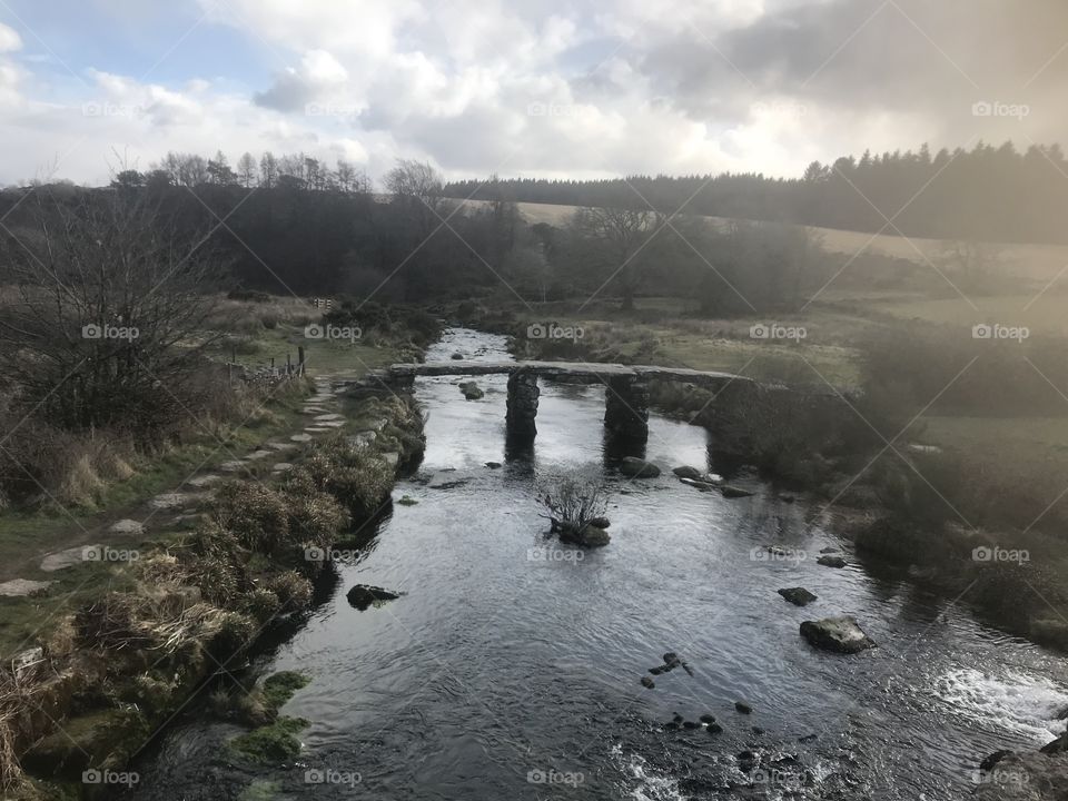 Beauty spot on Dartmoor in winter, but if you cast your eye to bottom left of the icy water you have the face of a wild animal.