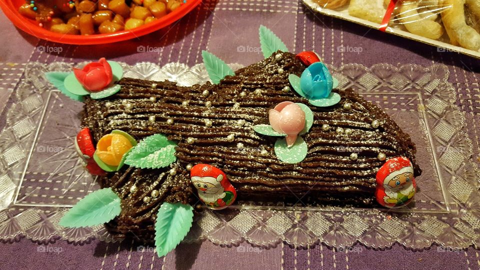 Christmas gingerbread log