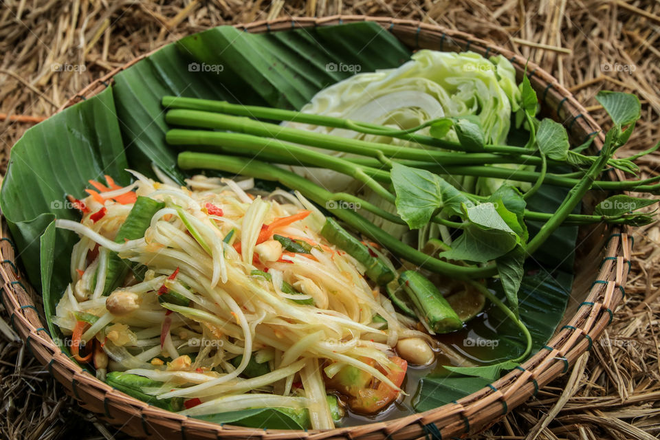 Papaya salad thai food