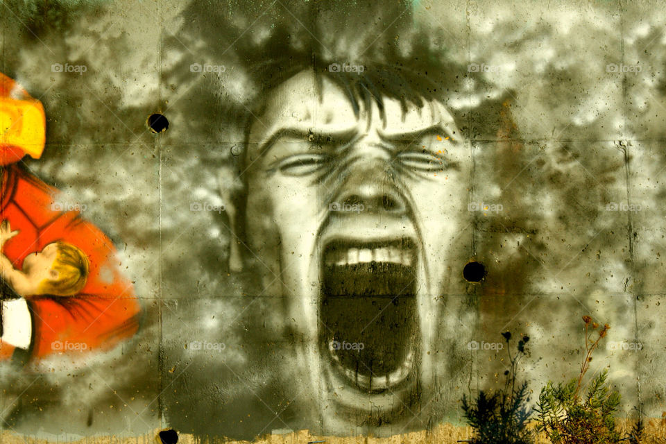graffiti face wall art by kevin_lane