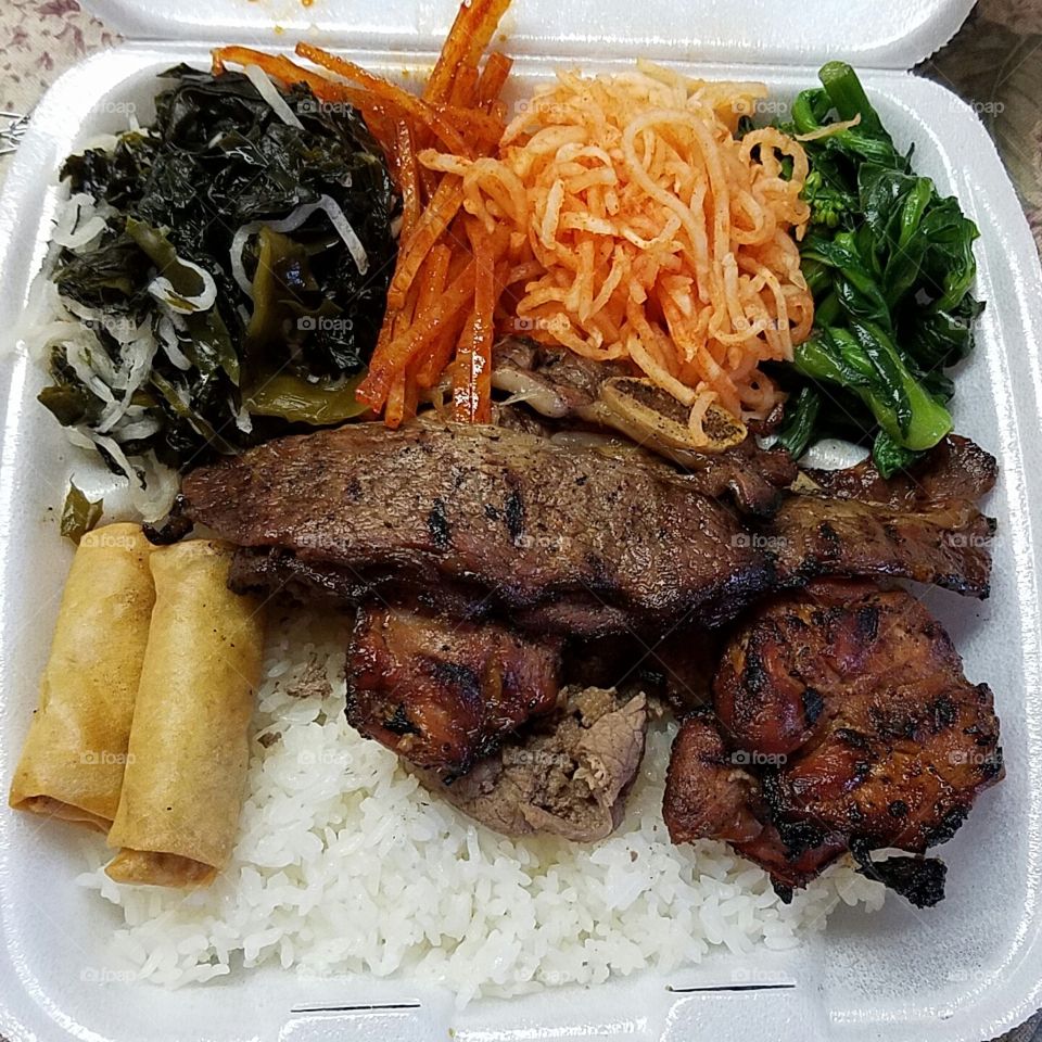 A "plate lunch" in Hawaii