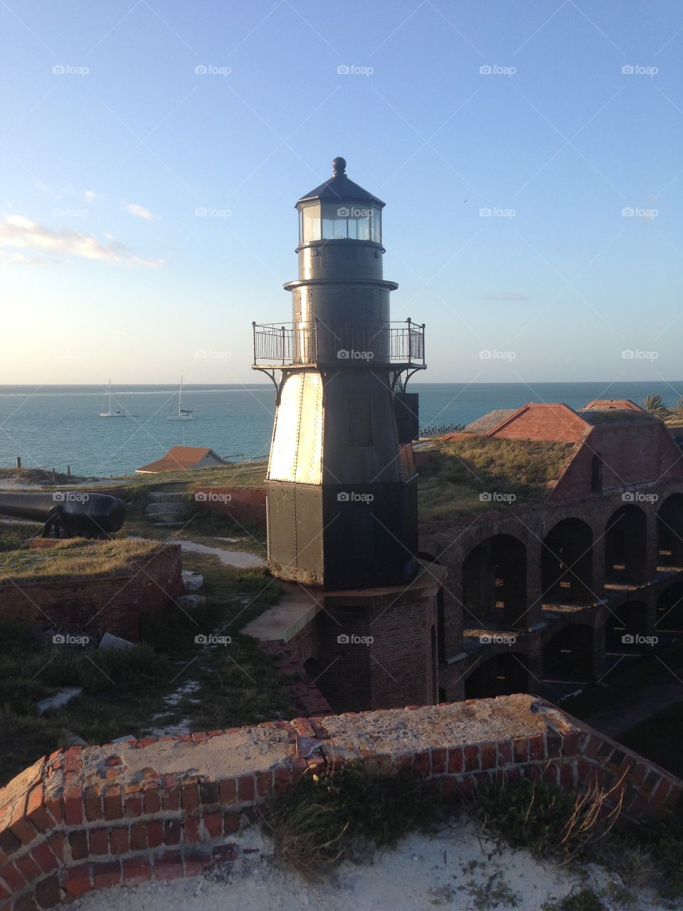 Lighthouse. The lighthouse at Fort Jefferson in the dry tourtgas 