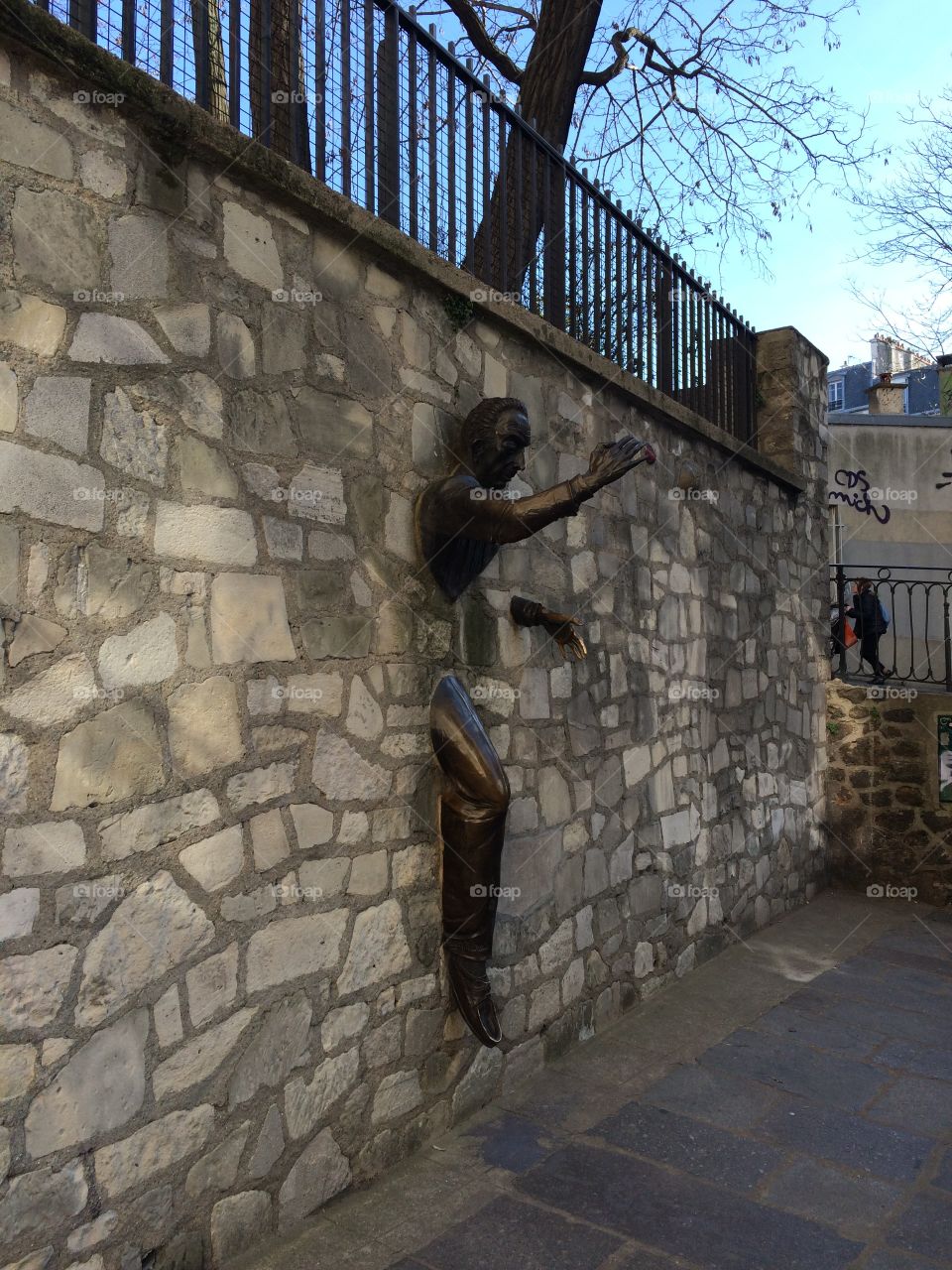 Trapped in the wall. Montmartre in Paris, France