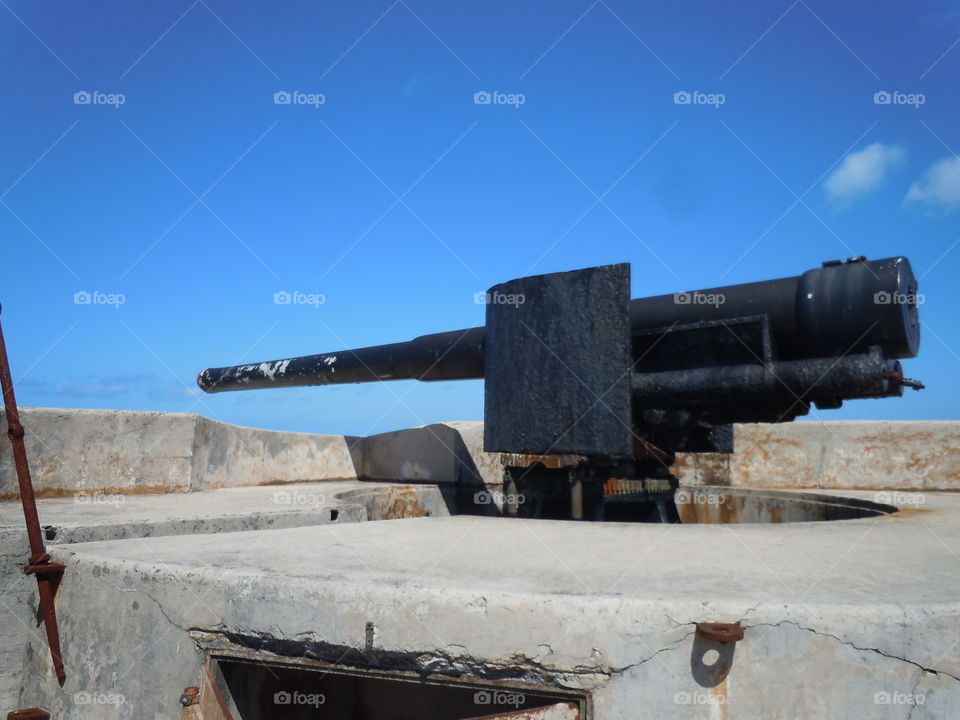 there are some old cannon on the cliff,where it used to be a defense line one the wall.