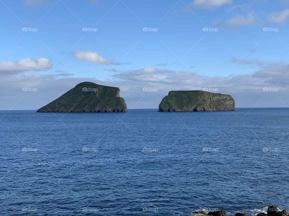 Small volcano Islands of Terceira Island, Azores. Beautiful view at ocean side.