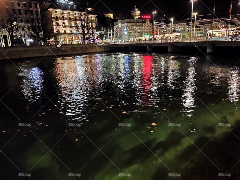 Zurich Switzerland by night reflection