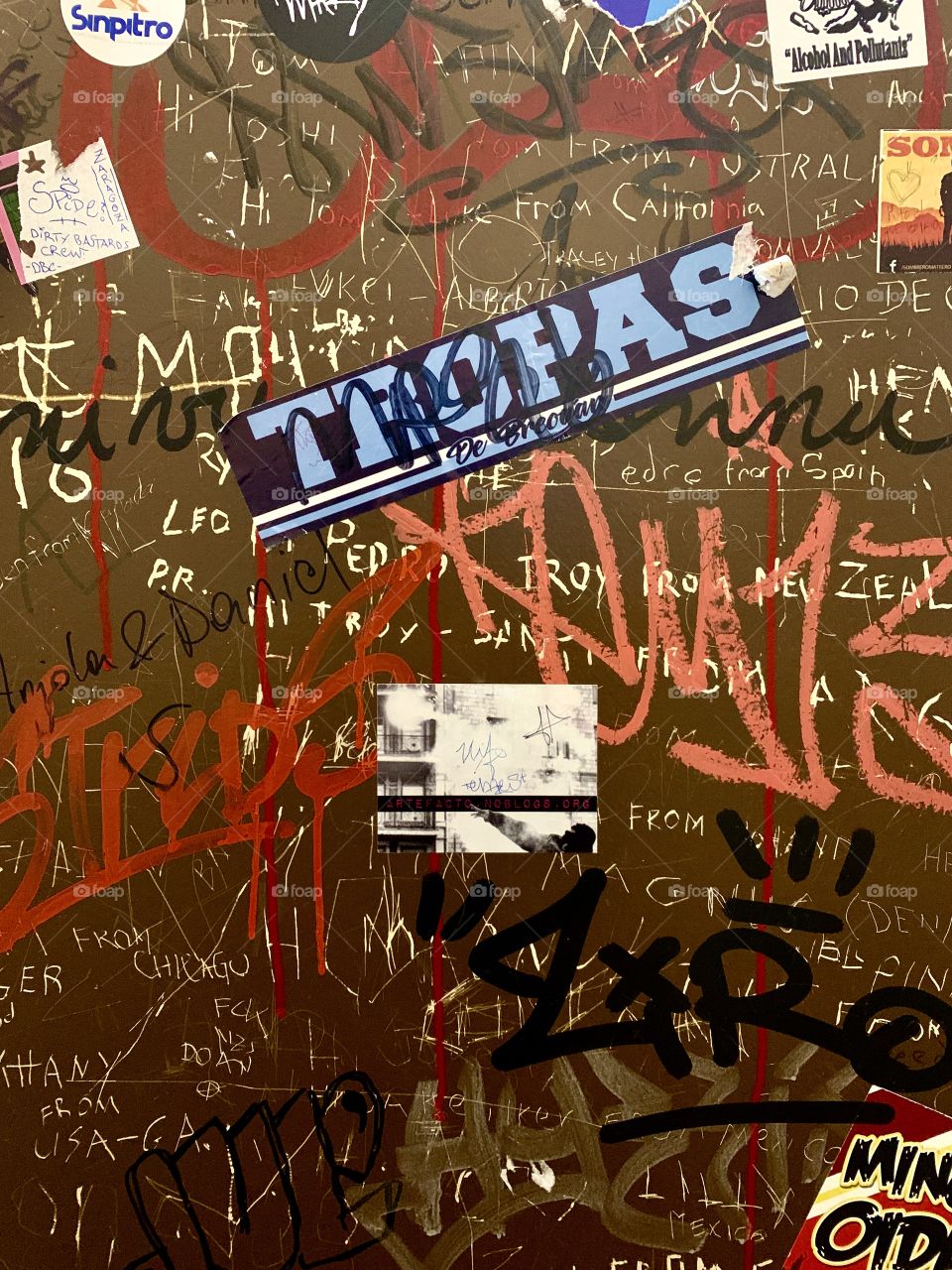 a work of street art, worn by time but still fascinating