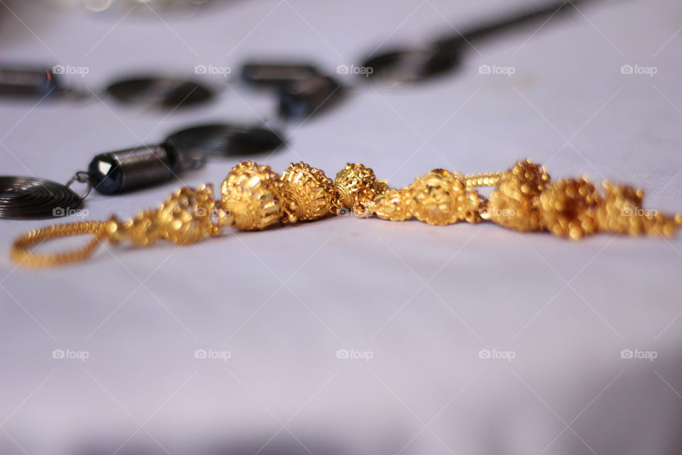 Close-up of a gold jewelry