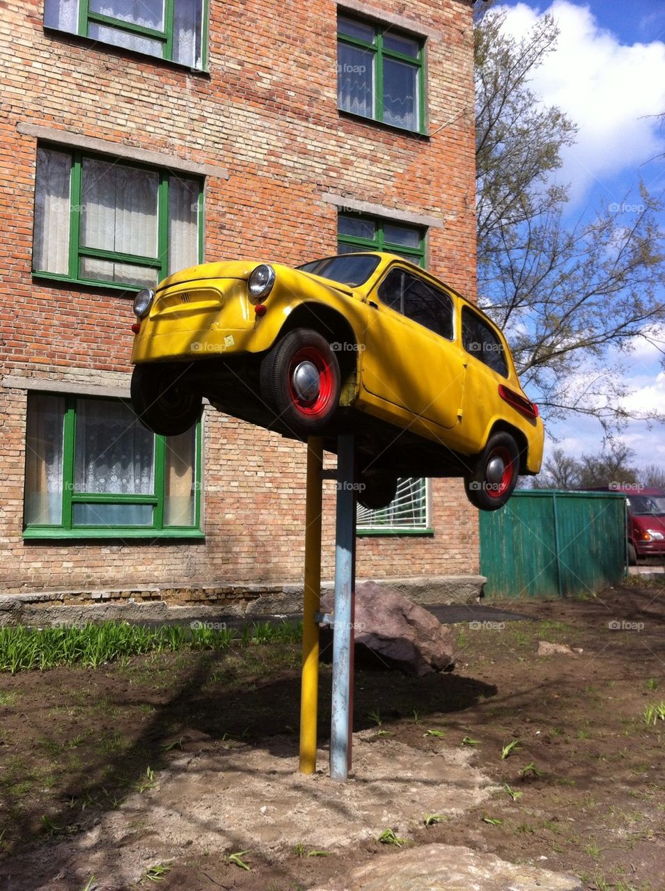 landscape yellow car flying by botvidsson