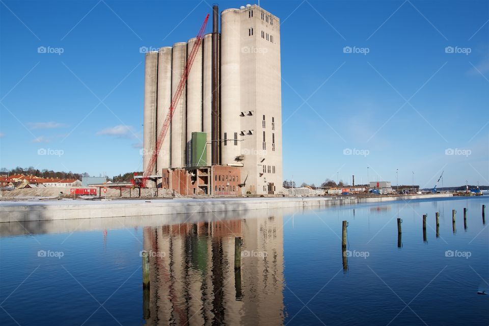 Silo at the harbor in Norrtälje, Sweden 
