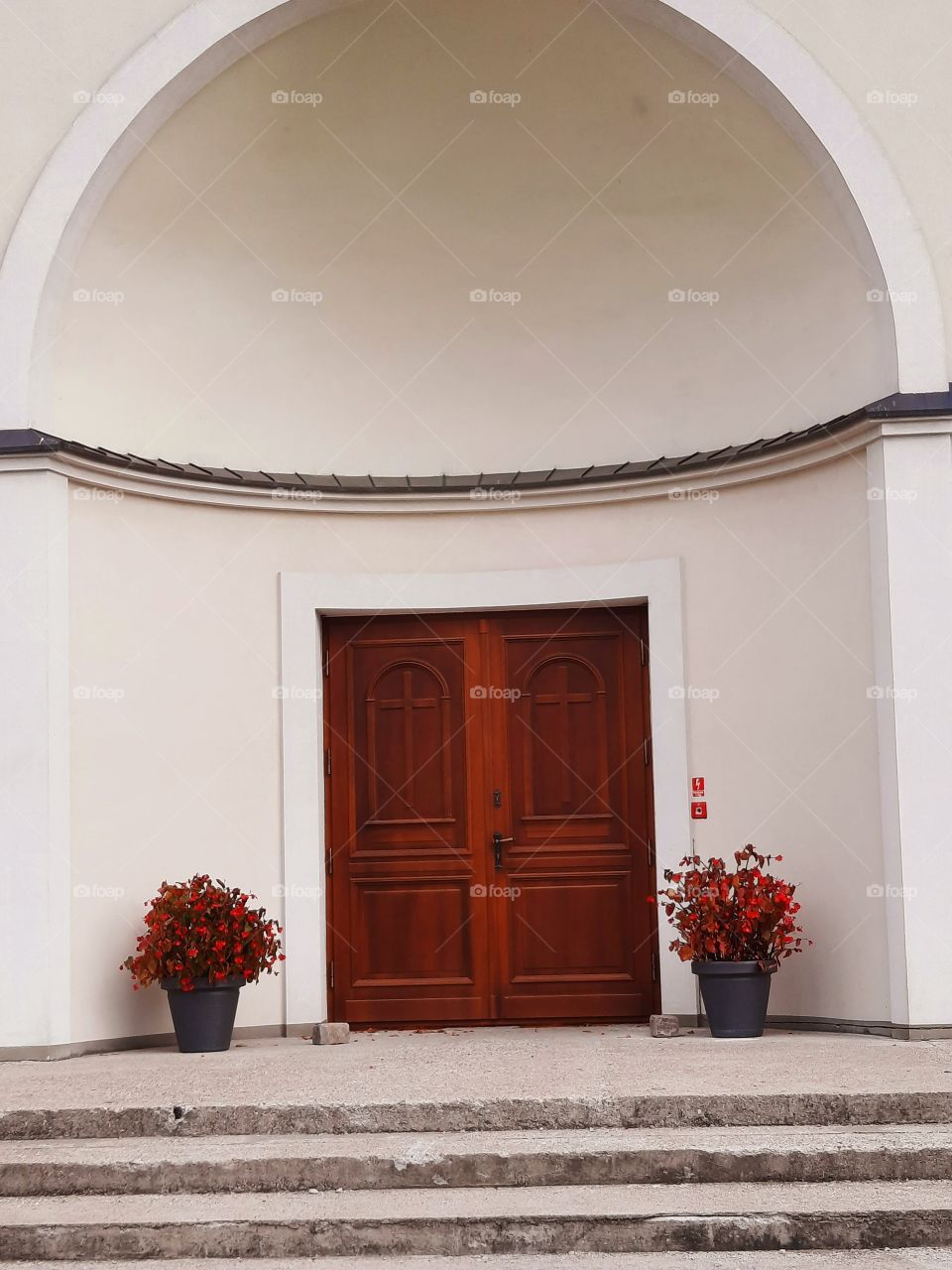 seein double - pair of flower pots decorating entrance