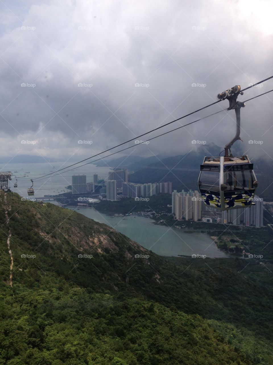 Cable car in Hong Kong. On the way to Lantau Island