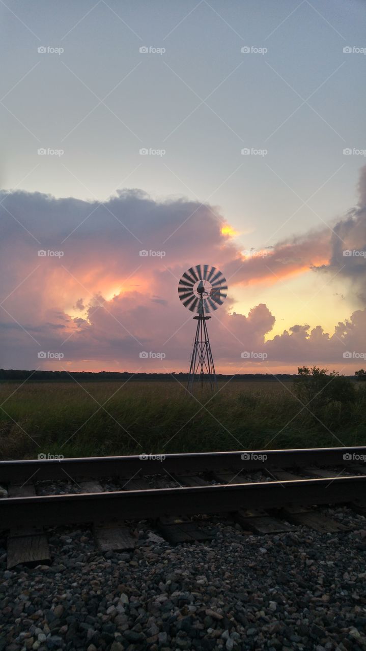 Sunset Along the Railroad Tracks