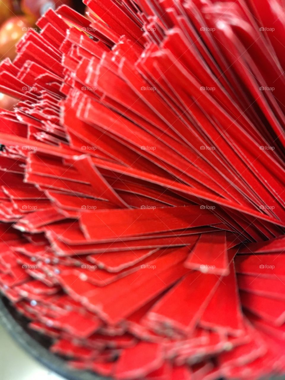 Red twist ties. 